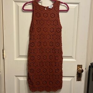 Evereve brown crochet knit dress. Womens size small
